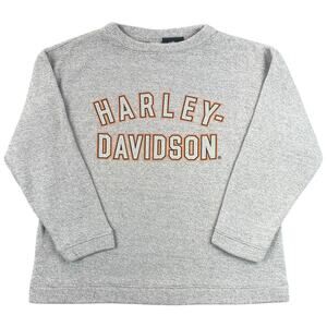 Harley Davidson Museum Crewneck Sweatshirt Gray Spellout Graphic 3/4 Sleeves - M